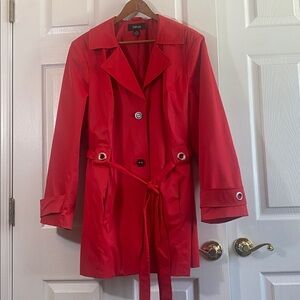 Vintage Style & Co. Bold HOT Red Trench Coat with Self Tie